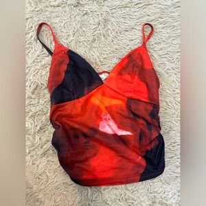 SHEIN Red and Black Chemise with Plunging V-Neck